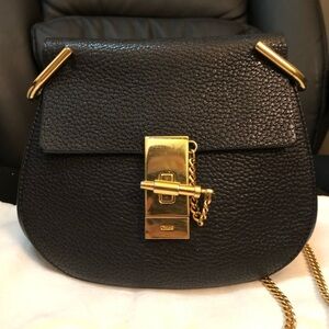 Chloe Drew Black Leather Shoulder Bag